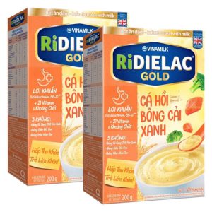 Combo 2 Bột ăn dặm RIDIELAC GOLD Cá hồi bông cải xanh HG 200g